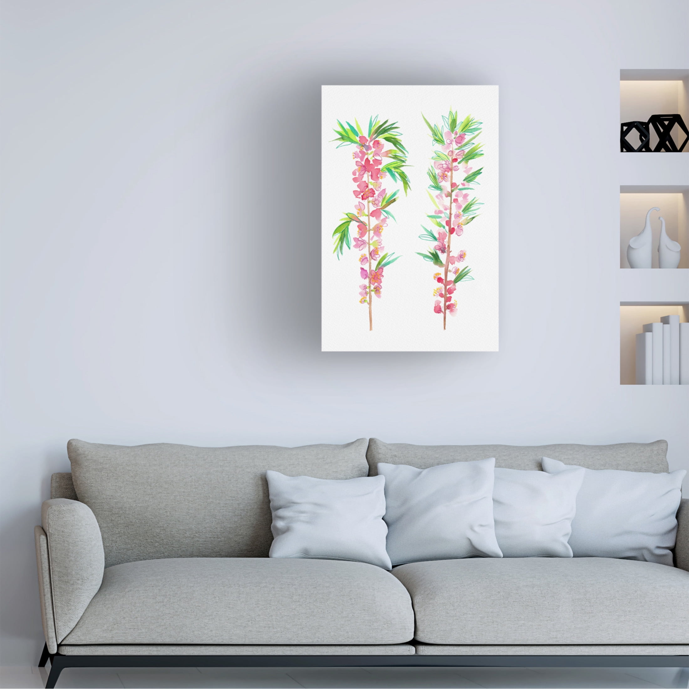 Trademark Fine Art Kata Botanical Dwarf Russian almond or Prunus tenella botanical painting Canvas Wall Art