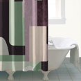 thumbnail image 2 of Ensemble de Rideau de Douche avec Encliquetage, Formes Vert Sauge Noir Lignes (5) Rideaux de Douche Imperméables Doublure de Douche, Doublure de Douche Décorative en Polyester, 72x72 Pouces, 2 of 4