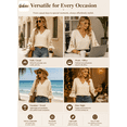 thumbnail image 4 of DOKOTOO Blouses for Women Crochet Lace 3/4 Sleeve Tunic Tops Casual V Neck Hollow Out Business Shirts, 4 of 10
