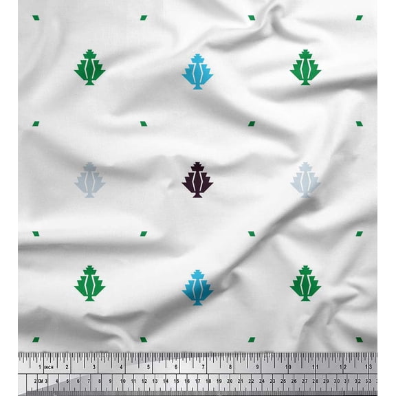 Soimoi Green Cotton Voile Fabric Butidar Jamdani Decor Fabric Printed Yard 42 Inch Wide