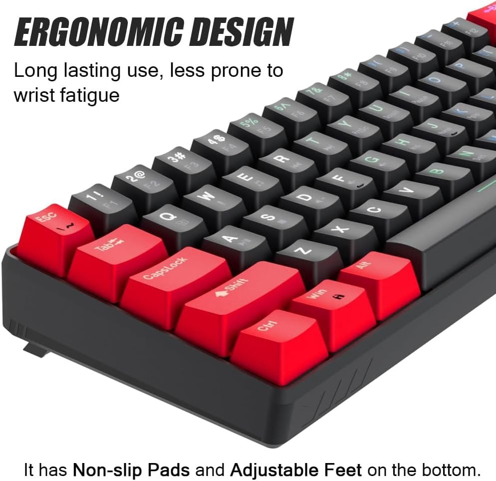 60% Mechanical Gaming Keyboard Black Wired Compact Keyboard Anti-Ghosting No-Conflict 61 Swappable keycaps Design for Windows/