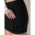 thumbnail image 6 of DARING DIVA Women's Denim Skirt Cargo Pockets Button Mini Jeans Skirts S Black, 6 of 7