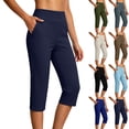thumbnail image 2 of Oksale Womens High Waist Capri Leggings with Pockets Stretchy Comfortable Yoga Capris Lightweight Cropped Workout Pants Navy XL, 2 of 6
