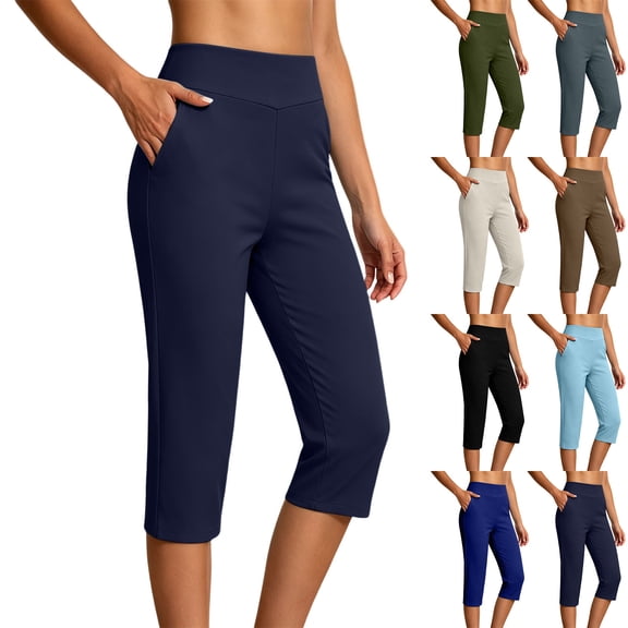 Zulora Women's High Waisted Capri Yoga Pants with Side Pockets Stretchy Slim Fit Cropped Leggings for Women Quick Dry Comfortable for Running Jogging Pilates Workout and Everyday Casual Wear