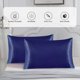 thumbnail image 2 of Funda de almohada de seda satinada Astarin para el cabello, tamaño king, color azul oscuro, paquete de 2 fundas de almohada de satén con cierre de sobre, 50 x 91 cm, 2 of 7