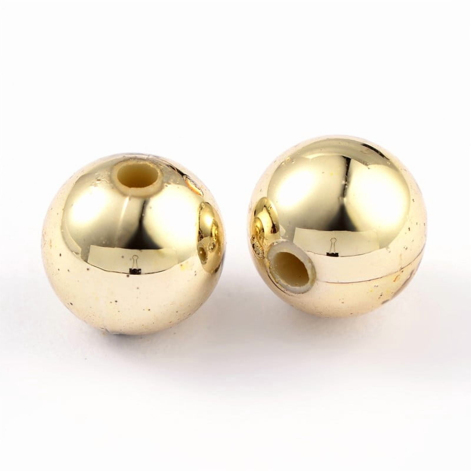 500 g Carnival Celebrations Mardi Gras Beads Plating Acrylic Beads Round Golden 8mm in diameter hole: 1.5mm 2000pcs/500g