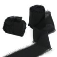 thumbnail image 3 of ziyahi Fringe Chiffon Silk-Like Ribbons for Wedding Bouquets Decor Black+Grey, 3 of 9