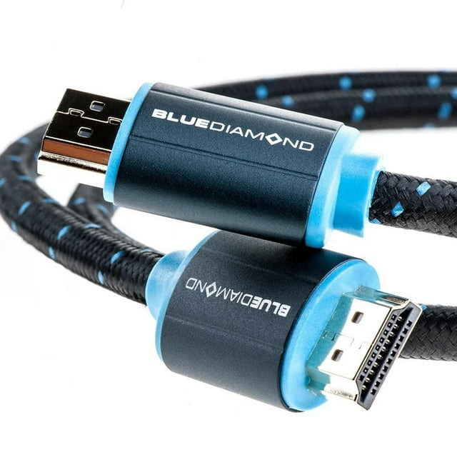 BlueDiamond Braided HDMI 4K Cable - Ultra HD, 18Gbps, Dynamic HDR, HDMI 2.0, 4@60Hz, Male to Male - Black and Blue