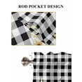 thumbnail image 6 of Gnomes Sunflowers 2 Panel Kitchen Curtains for Small Windows, Pastoral Botanical Black White Plaid Wooden Bathroom Tier Curtain, Short Window Treatment for Bedroom/Living Room 55"x36", 6 of 6