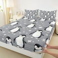 thumbnail image 3 of Manfei Cute Animal Penguin 3pcs Twin Sheet Sets for Boys Girls,Winter Snowflake Twin Fitted Sheet,Happy Xmas Christmas Breathable Flat Sheet,Lightweight Room Decor, 3 of 7