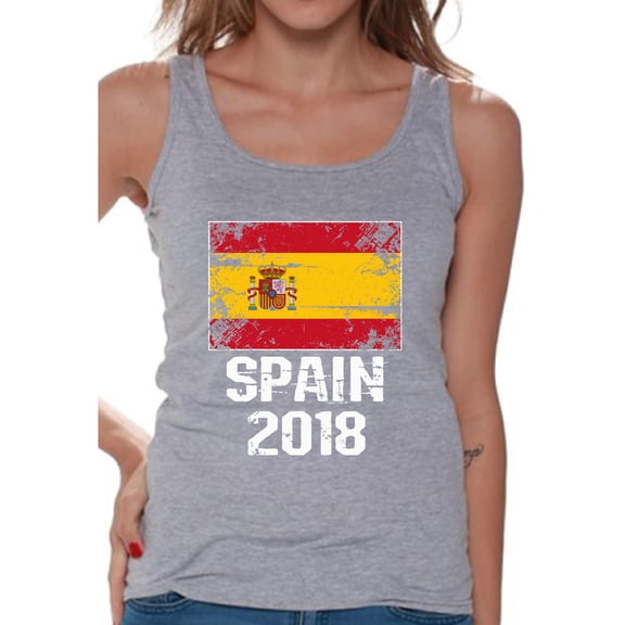 Awkward Styles Spain 2018 Tank Top for Women Spanish Flag Gifts Spain Soccer Top