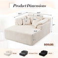 thumbnail image 4 of Muumblus 60" Oversized Chaise Lounge Chair Indoor Furniture, No-Assembly Modern Boneless Cloud Couch, Sleeper Sofa Bed for Living Room, Beige Corduroy, 4 of 10