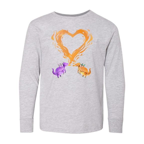 Inktastic Fire Heart Dragons Long Sleeve Youth T-Shirt