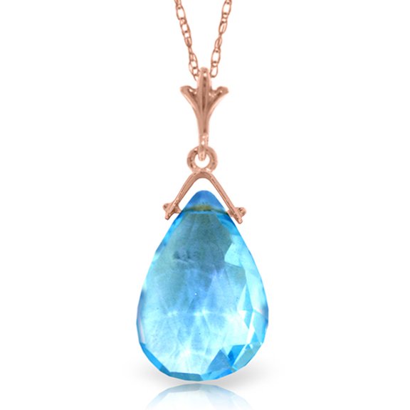 Galaxy Gold 14K Rose Gold 5.1 Carat Blue Topaz Pendant Necklace - December Birthstone - Communication & Serenity - 16" to 24" - Fine Jewelry for Women
