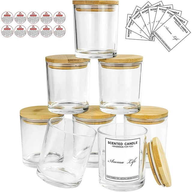 10oz, 8 Pack Thickened Glass Jars With Metal Lids, Candle Containers for DIY Craft (8pcs Clear)