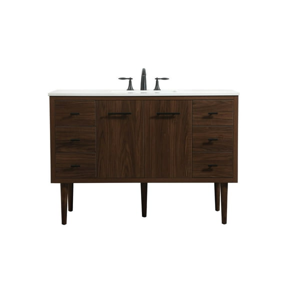 Elegant Decor Cyrus 48" Aluminum MDF Single Bathroom Vanity in Walnut