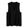 thumbnail image 4 of Hpapadks Sweaters for Women Trendy Loose Fit Plus Size Sweaters Vest Knitted Long V Neck Solid Pullover Tank Top Cable Knit Sweater Women Black XXXL, 4 of 4