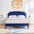 thumbnail image 2 of VECELO Full Upholstered Platform Bed Frame, Height Adjustable Nailhead Trim Headboard, Easy Assembly/No Box Spring Required, Dark Blue, 2 of 9