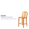 thumbnail image 5 of Flash Furniture Commercial Grade 2 Pack 24" High Orange Metal Indoor-Outdoor Counter Height Stool with Vertical Slat Back, 5 of 14