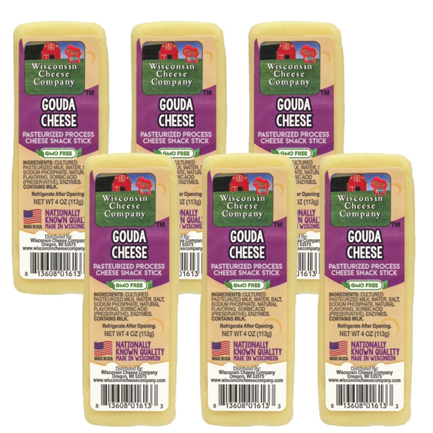 Wisconsin Cheese Company Gouda Cheese Blocks Shelf Stable, 4 Oz, 6 Ct