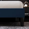 thumbnail image 2 of Amolife Queen Size Bed Frame, Velvet Platform Bed with Upholstered Wingback Headboard, No Box Spring Needed, Blue, 2 of 10