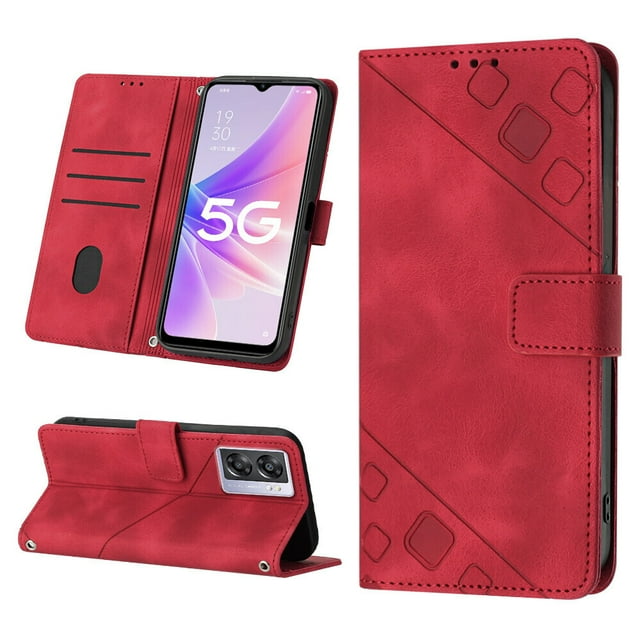 Compatible with OnePlus Nord N300 Classic Embossed PU Leather Case with Card Holder Shockproof Cover
