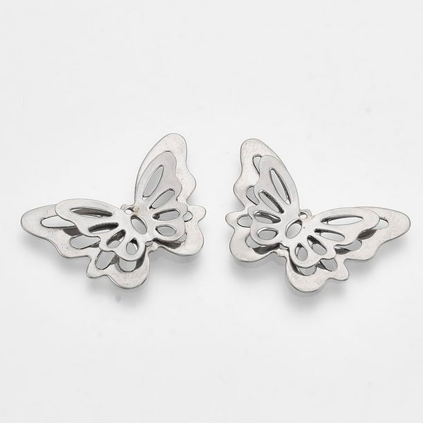 5 colgantes 3D de acero inoxidable con forma de mariposa, conectores para joyas, colgantes para pulseras de acero inoxidable de colores.