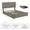 thumbnail image 3 of Huloretions Full/Queen/King Size Bed Frame with 4 Storage Drawers and Adjustable Headboard,Faux Leather Upholstered Platform Bed Frame with Button Tufted Design,Wooden Slats Support No Box Spring Need, 3 of 9