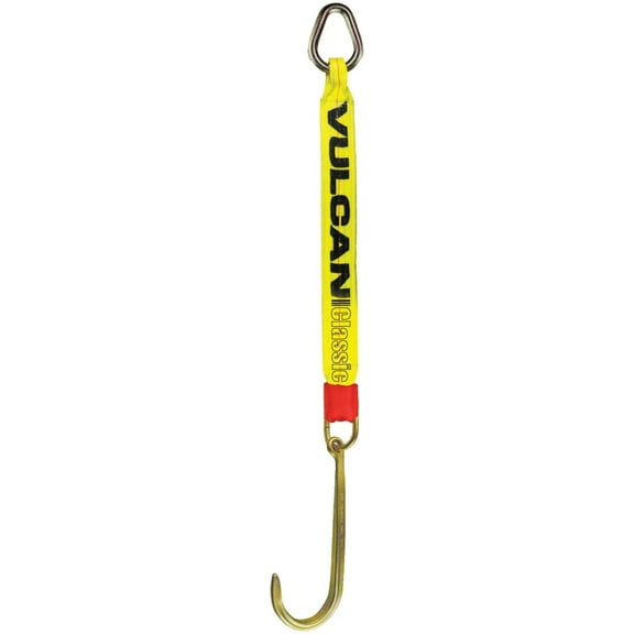 VULCAN Single Leg Web Strap with 15 Inch Forged J Hook - 47 Inch - Classic Yellow - 4,700 Pound Safe Working Load