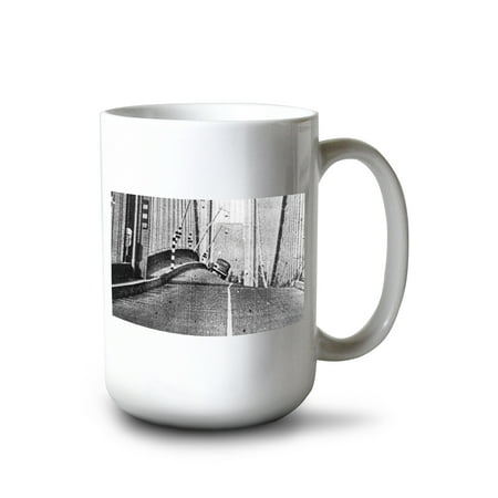 

15 fl oz Ceramic Mug Tacoma Washington November 7 1940 Tacoma Narrows Bridge Vintage Photo Dishwasher & Microwave Safe