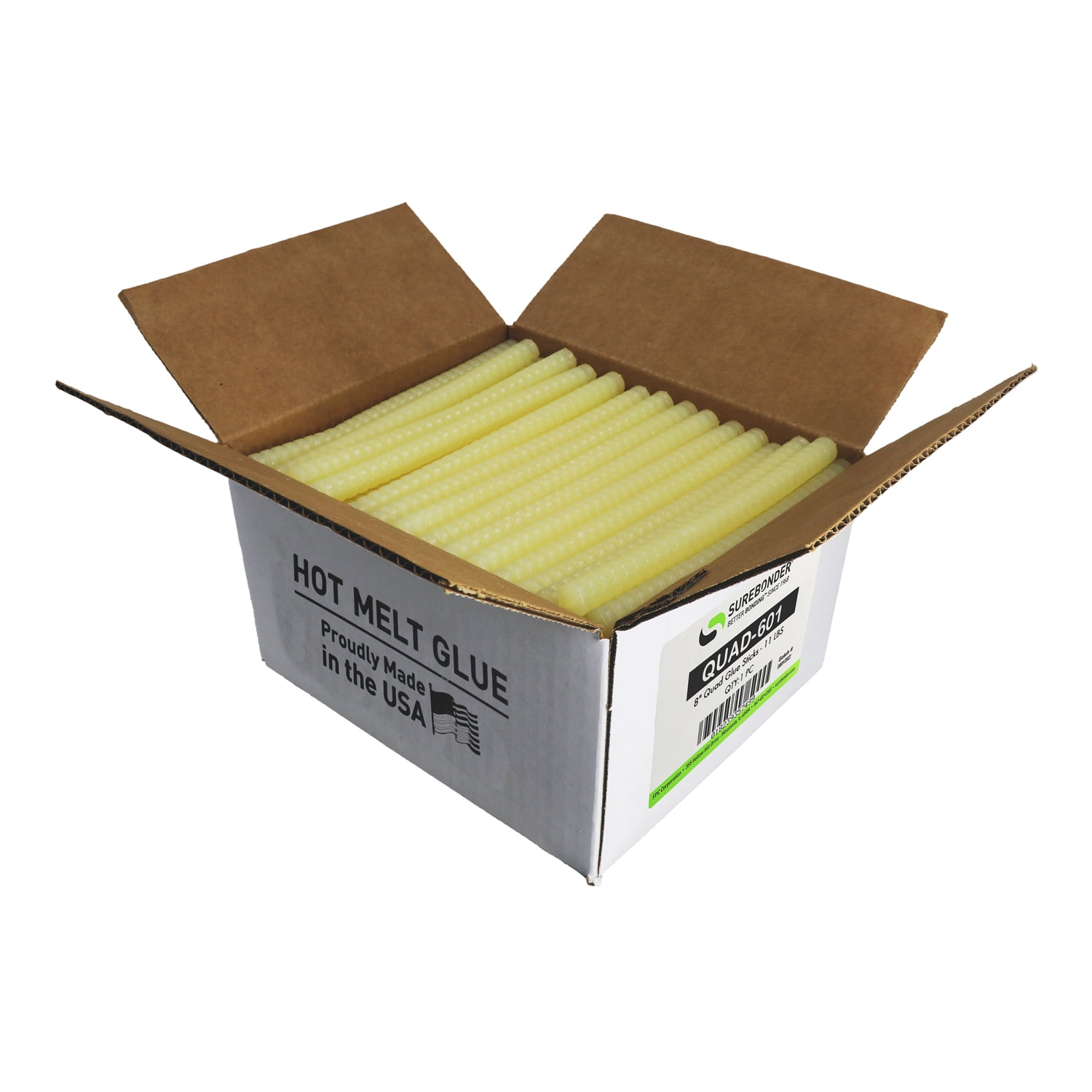 QUAD-601 Low Melt Packaging Glue Sticks for 3M™ Quadrack Glue Guns - 5/8" x 8" | 11 lb Box