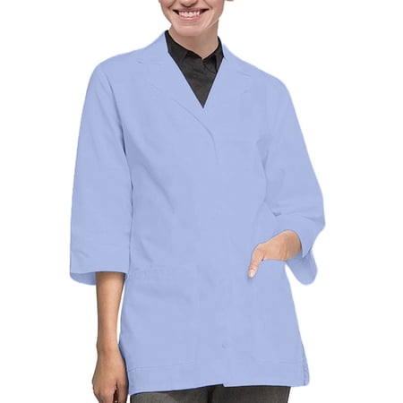 Panda Uniform by HeedFit Women s 32 3/4 Sleeve Lab Coat with Multi-Colored Plus Size 5XL Sky Blue