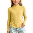 thumbnail image 2 of Spazoro Toddler Girls Long Sleeve Shirts, High Neck Solid Color Soft & Comfy Fall Casual Basic Tee Tops for Girls Yellow Size 2-3T, 2 of 4