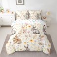 thumbnail image 2 of Homewish Kawaii Rustic Rabbit 7 Pieces Bedding Comforter Set,Colorful Country Floral Full Bedding Set,Beige Gray Fitted Sheet Flat Sheet For Girls Teens,Luxury Bedroom Decor Reversible, 2 of 8