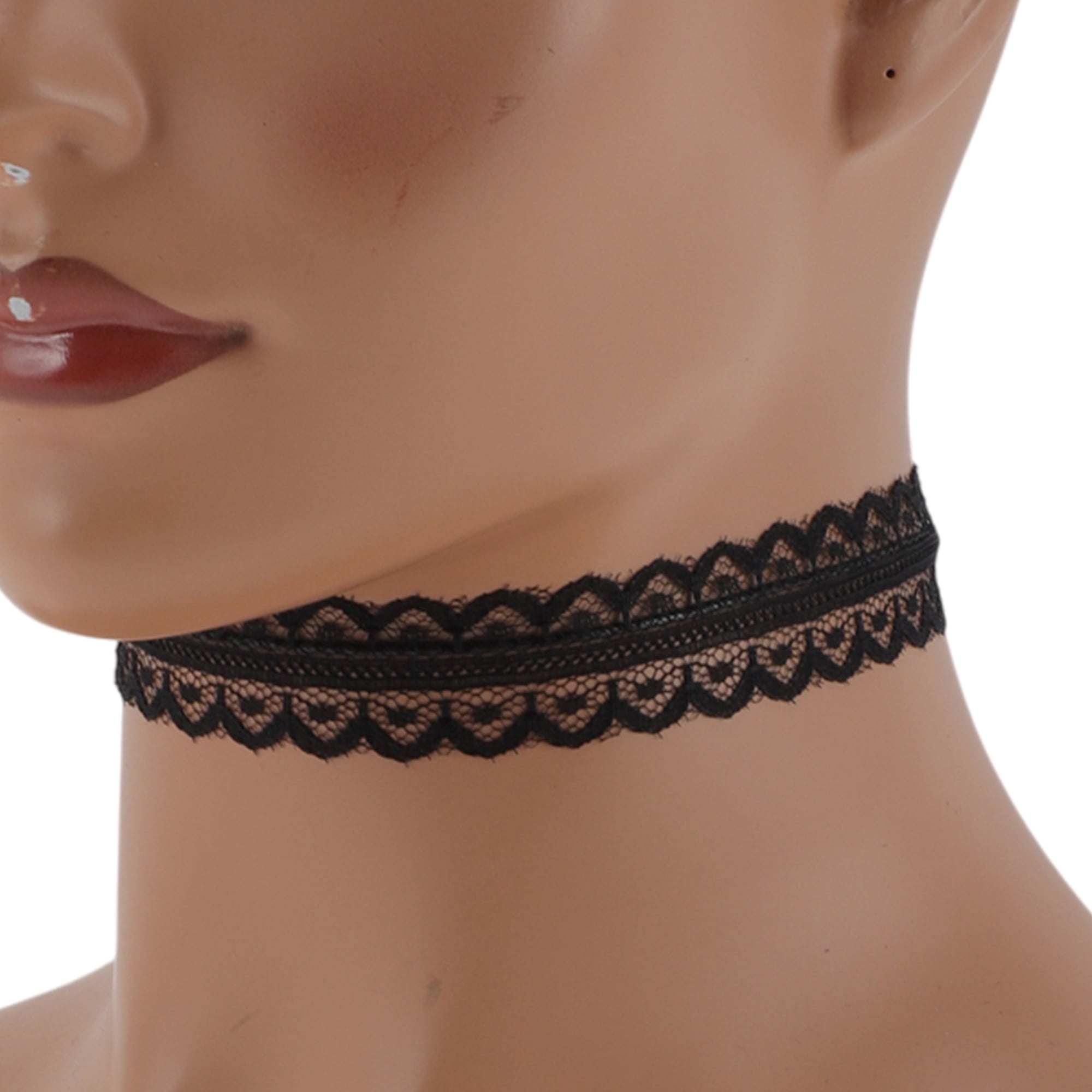 Unique Bargains Lace Bow Pattern Adjustable Choker Necklace Wrist Bracelet 1 Pc Black