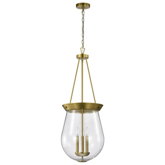 Nuvo Lighting Boliver 3 Light Pendant - 14 Inches - Vintage Brass Finish - Clear Seeded Glass - Vintage Brass