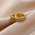 thumbnail image 4 of Adjustable Electroplated Geometric Copper Ring with Rainbow Zircon Rhinestones, Simple Style Unisex Ring for Women, 4 of 5