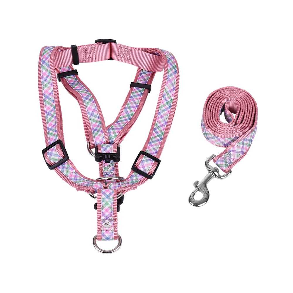 2pcs/Set Pink Dog Harness & Leash Set Includes Adjustable Harness 1.2m