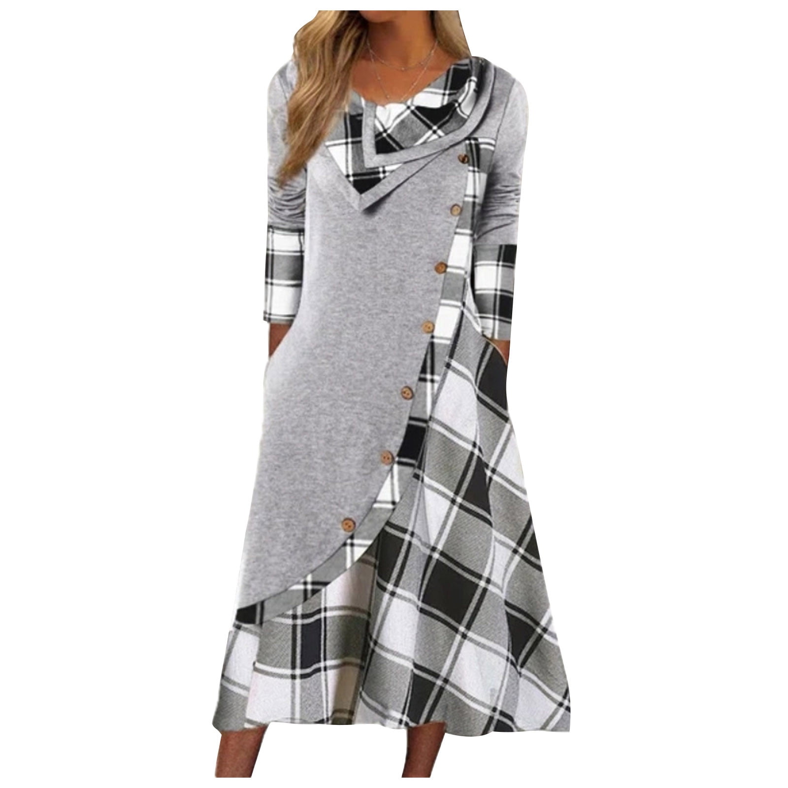 FcBaudy Long Sleeve V-Neck Knee-High Dress,Summer Dresses for Women,Womens  Dresses Fall And Winter New Floral Dress Slim Temperament Lantern Sleeve  Tie Cake Dress Women Dress - Walmart.ca