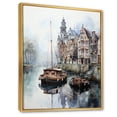 thumbnail image 2 of Designart "Neutral-toned Watercourse Reflection " Cityscapes Floater Framed Wall Art Living Room, 2 of 7