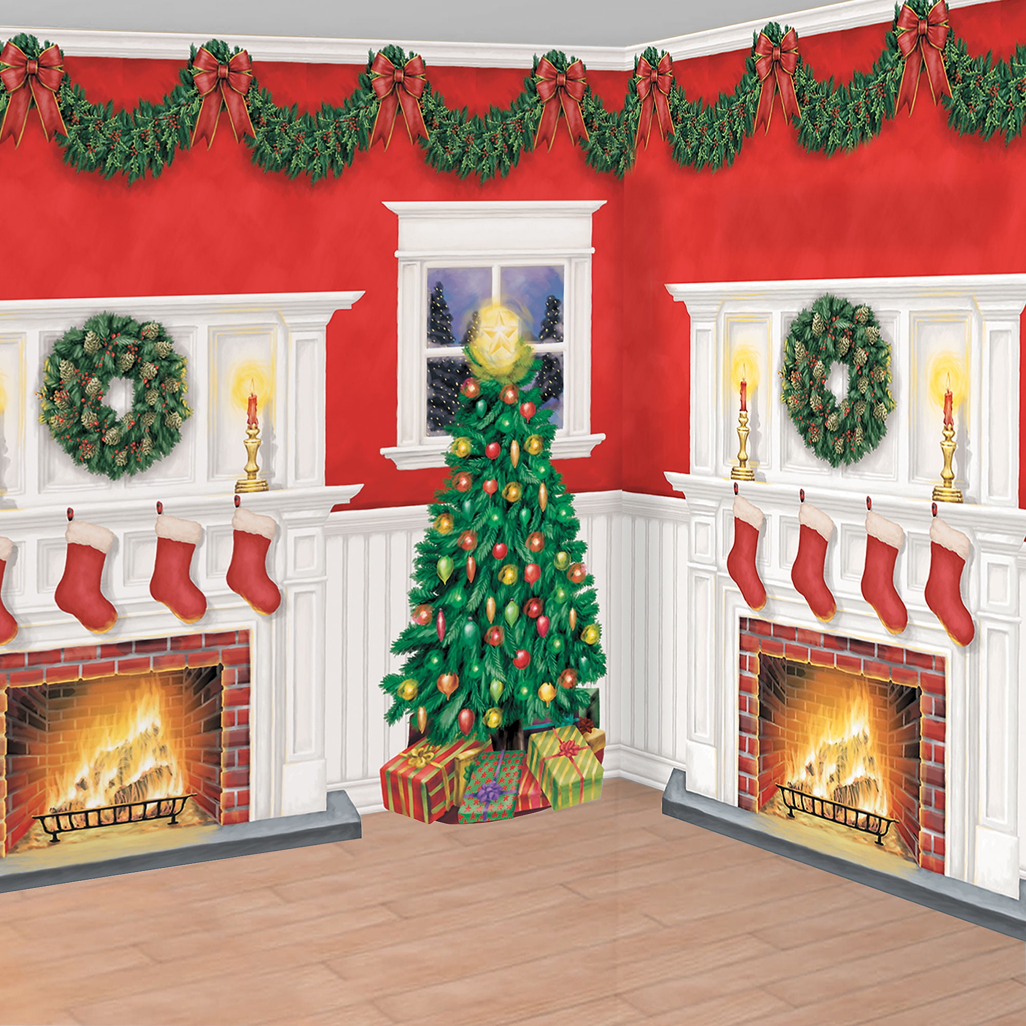 6ft Merry Christmas Santa Xmas Tree Scene Setter Wall Decoration Banner Backdrop 