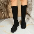 thumbnail image 3 of Dakaela Knee High Boots Women Round Toe Suede Dress Tall Boots Chunky Heel Pull on Fall Winter Boots with Zipper, 3 of 9