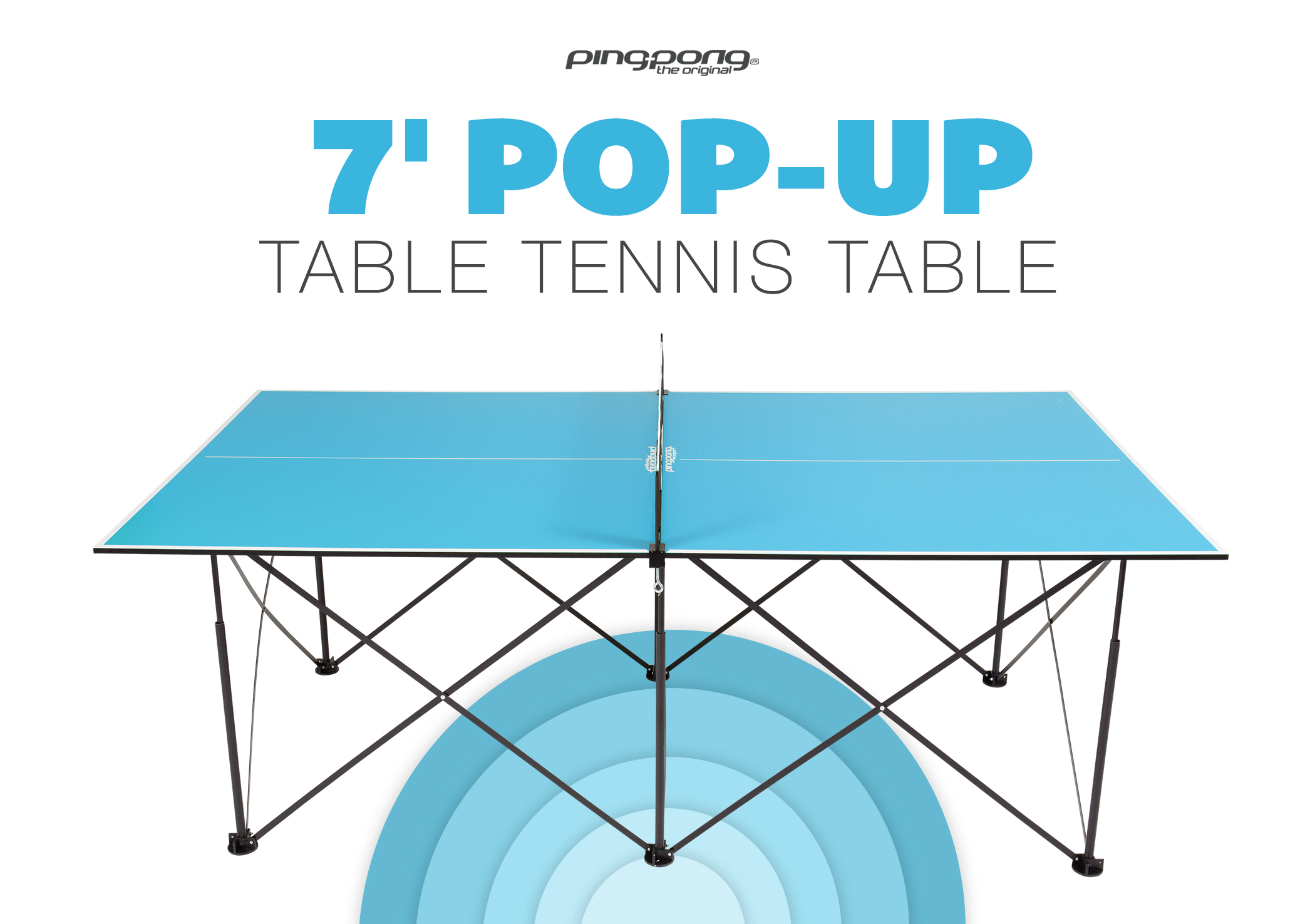 Ping-Pong 7' Instant Play Pop-Up Compact Table Tennis Table with No Tools or Assembly Required - Blue - image 10 of 14