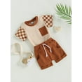 thumbnail image 3 of Genuiskids Toddler Baby Boy Summer Clothes Checkerboard Plaid Short Sleeve T-Shirt Elastic Waist Shorts Set 2PCS Checkered Outfit 0-3T, 3 of 9