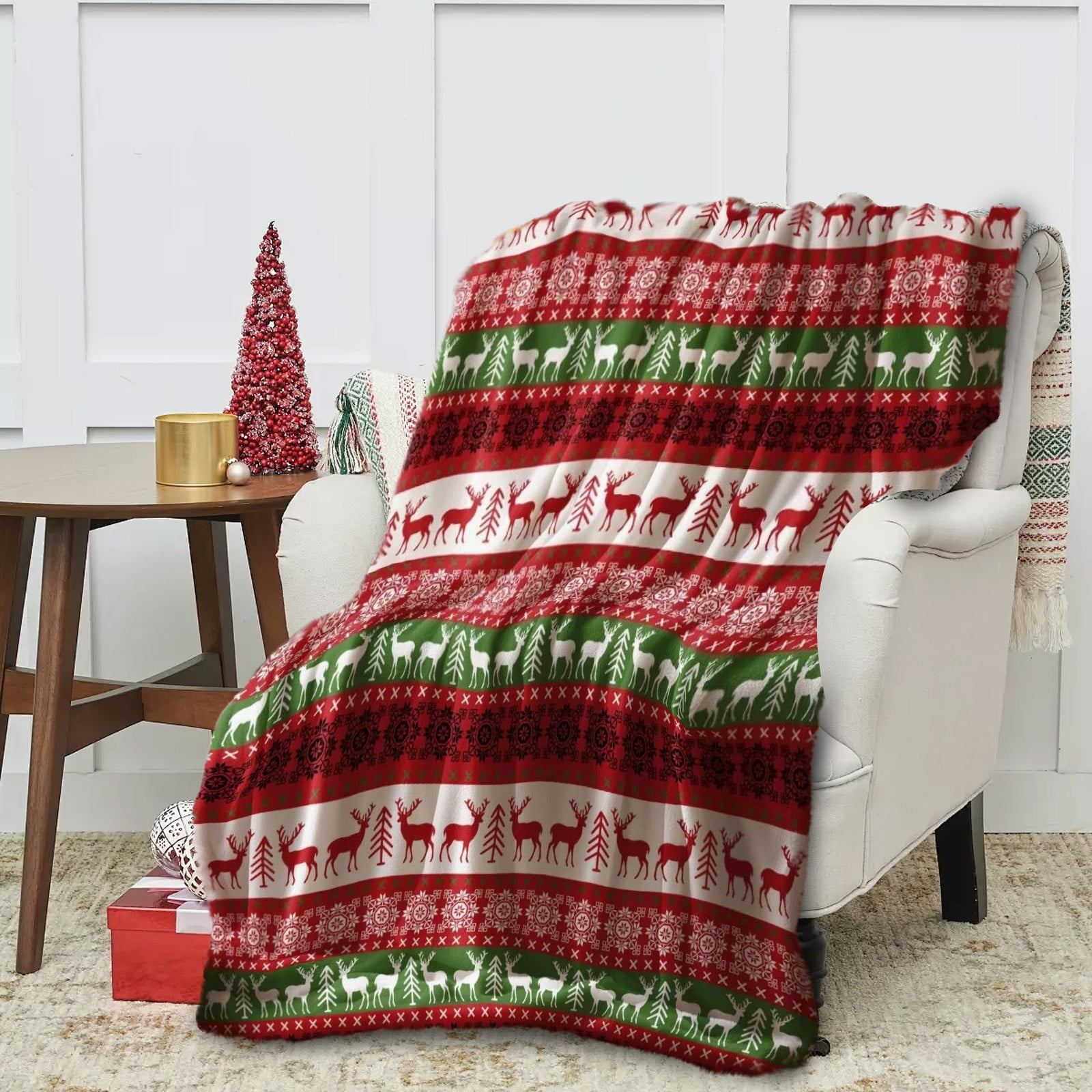 Plaid Noel 220x240 Aisbo Plaid Canape Polaire En Sherpa - Couverture 150x200 Jete De Canape Hiver, Plaid Canapé 150 Sapin De Noel 220