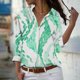 thumbnail image 1 of Fiudx Ofertas Del Día Camisa con Botones de Solapa Estampada de Serie Informal Regular de Manga Larga para Mujer, 1 of 5