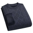 thumbnail image 5 of COSFO Men Sweater Pullover Blue Long Sleeve Crewneck Cable Knit Fleece Tops Soft Warm Long Sleeve Loose Fit Sweaters, 5 of 5