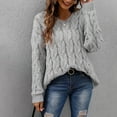 thumbnail image 2 of Htigea Womens Hooded Sweaters Cable Knit Long Sleeve Hoodies Oversized Casual Pullover Tops Solid Sweater Gray L, 2 of 9