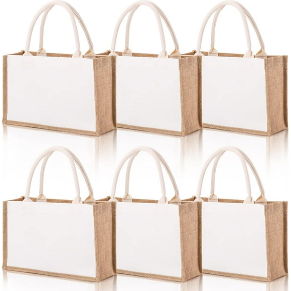 Reusable Jute Gift Tote Bag with Handle 14 x Shopping Inch Waterproof Beach Bag