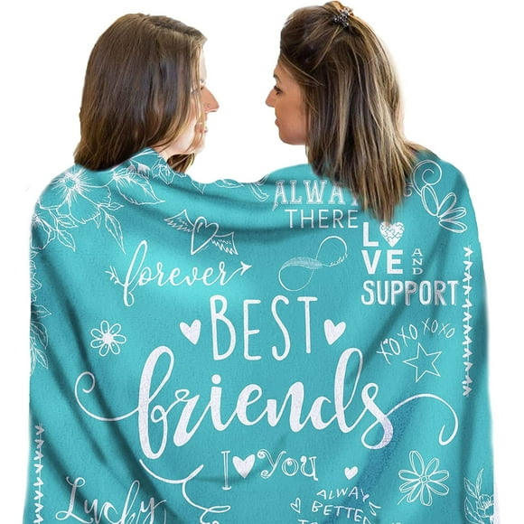 Best Friend Blanket, Cozy & Soft Throw Blankets, Best Friend Birthday Gifts for Women, Friendship Gifts for Teen Girls, BFF, Bestie, Long Distance Friend Valentine‘s Day Gifts, Teal Blanket 50" X 60"